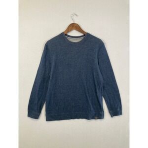 Copper & Oak Mens Blue Waffle Knit Long Sleeve Crewneck Shirt Medium